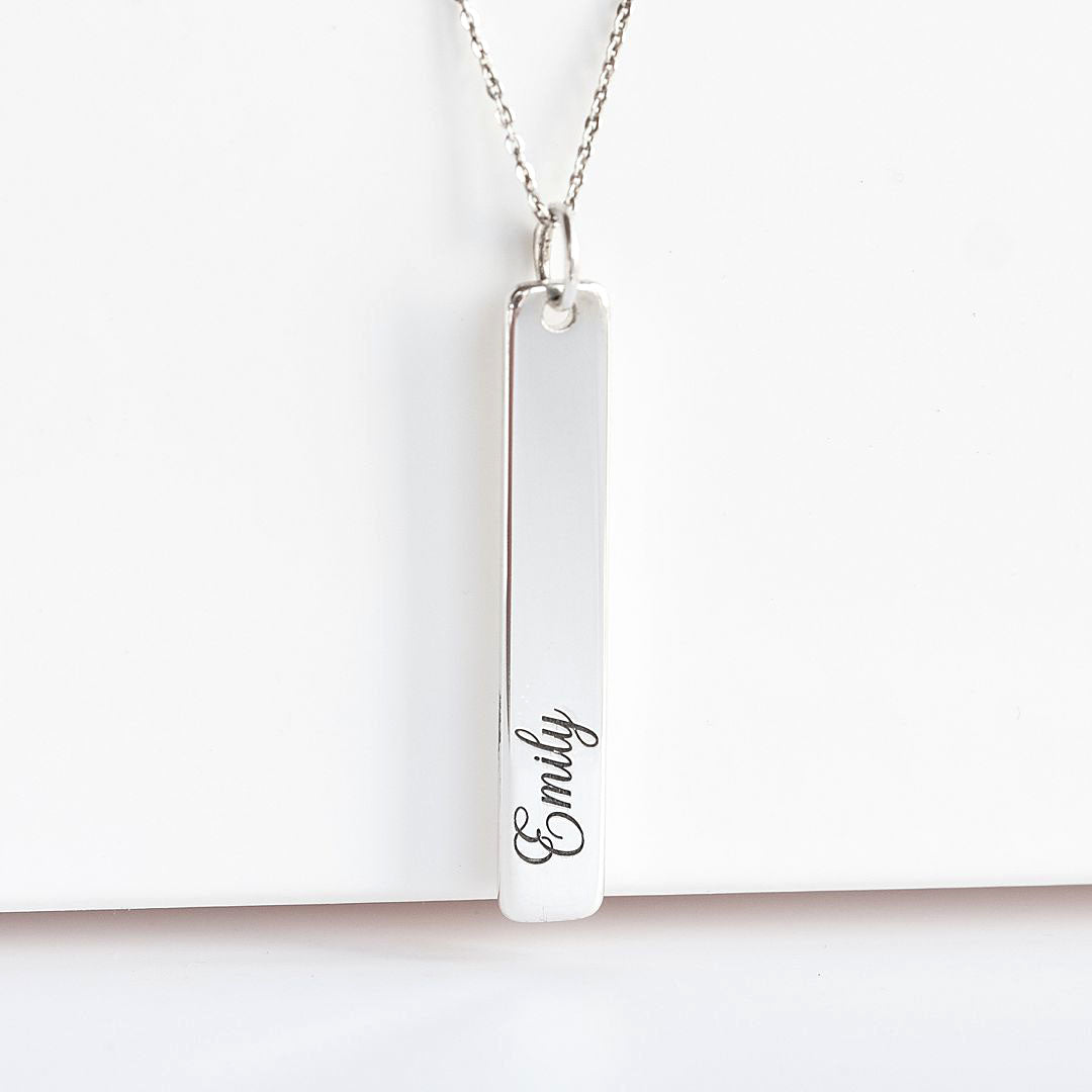 Initial bar necklace on sale silver