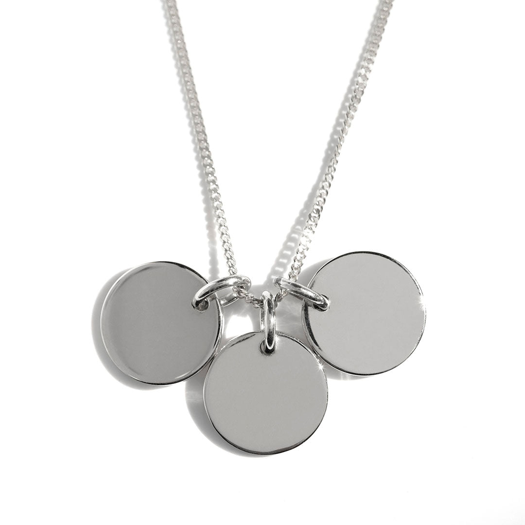 Silver three disc pendant necklace