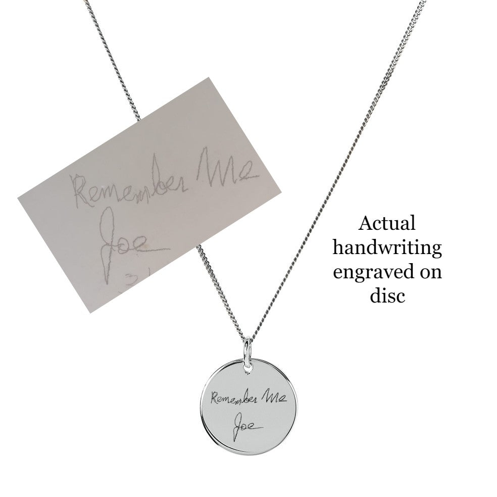 Engraved actual handwriting necklace 14k gold fill personalized memorial  heirloom keepsake personalized with your loved ones written message