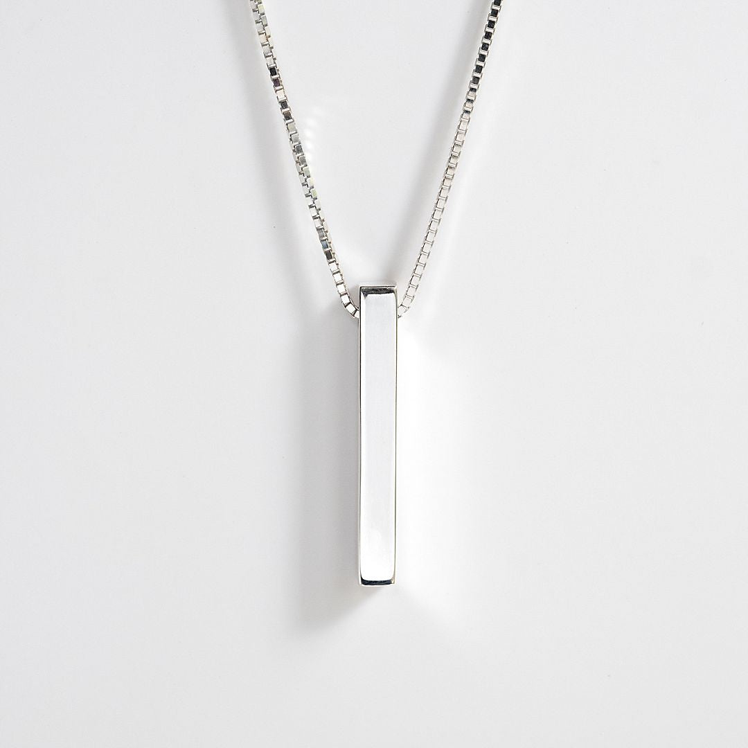 Sterling Silver Rectangular Bar Necklace