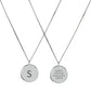 Silver disc pendant engraved with S on front and 'First Holy Communion' on back