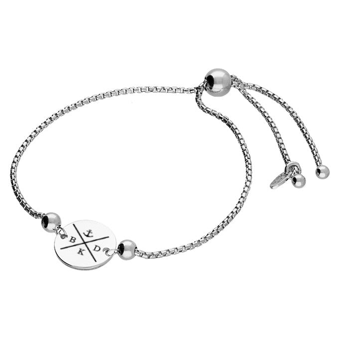 Disc Bracelet with Anchor and Initials - available in Sterling Silver and Gold Plated