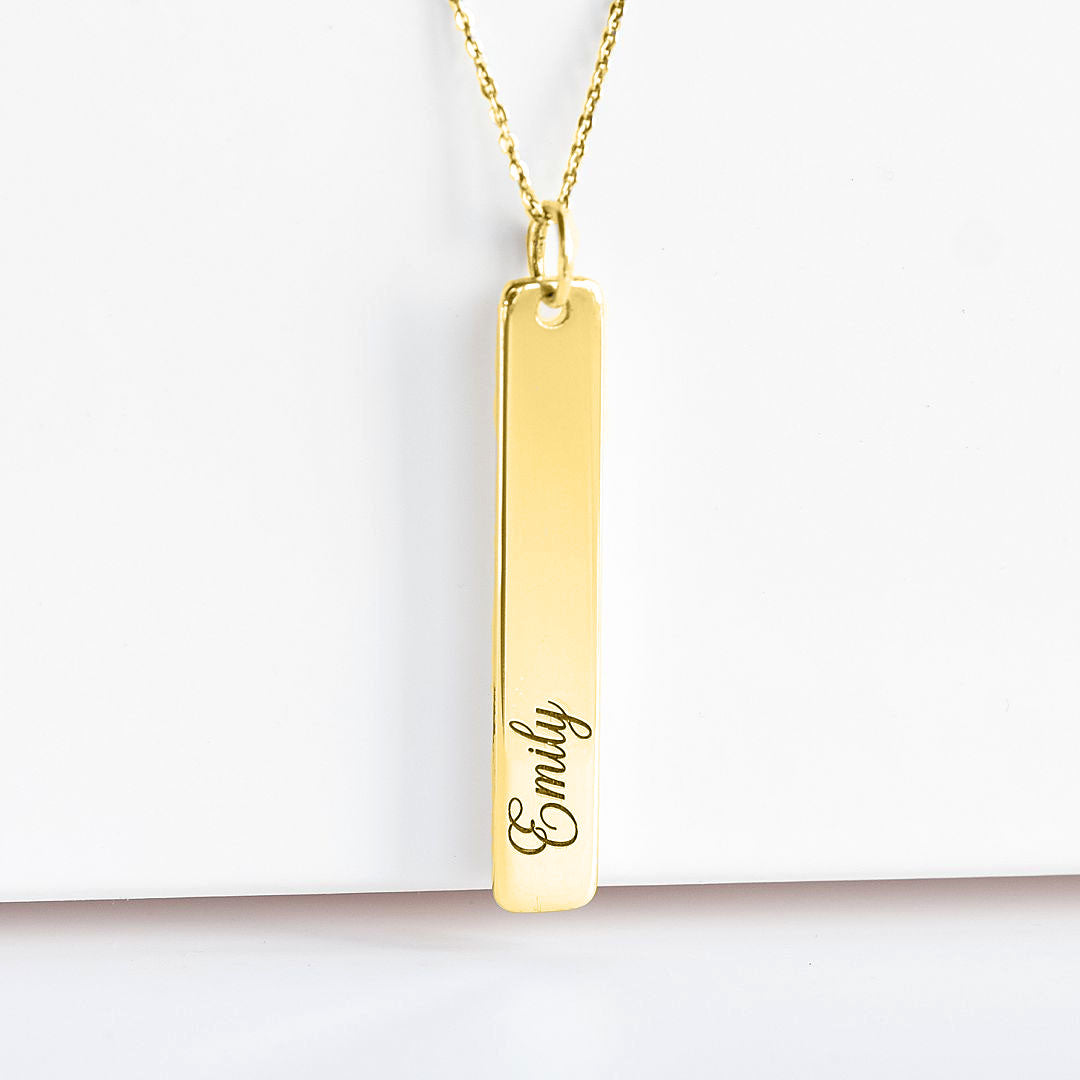 Gold Plated Bar Pendant Necklace