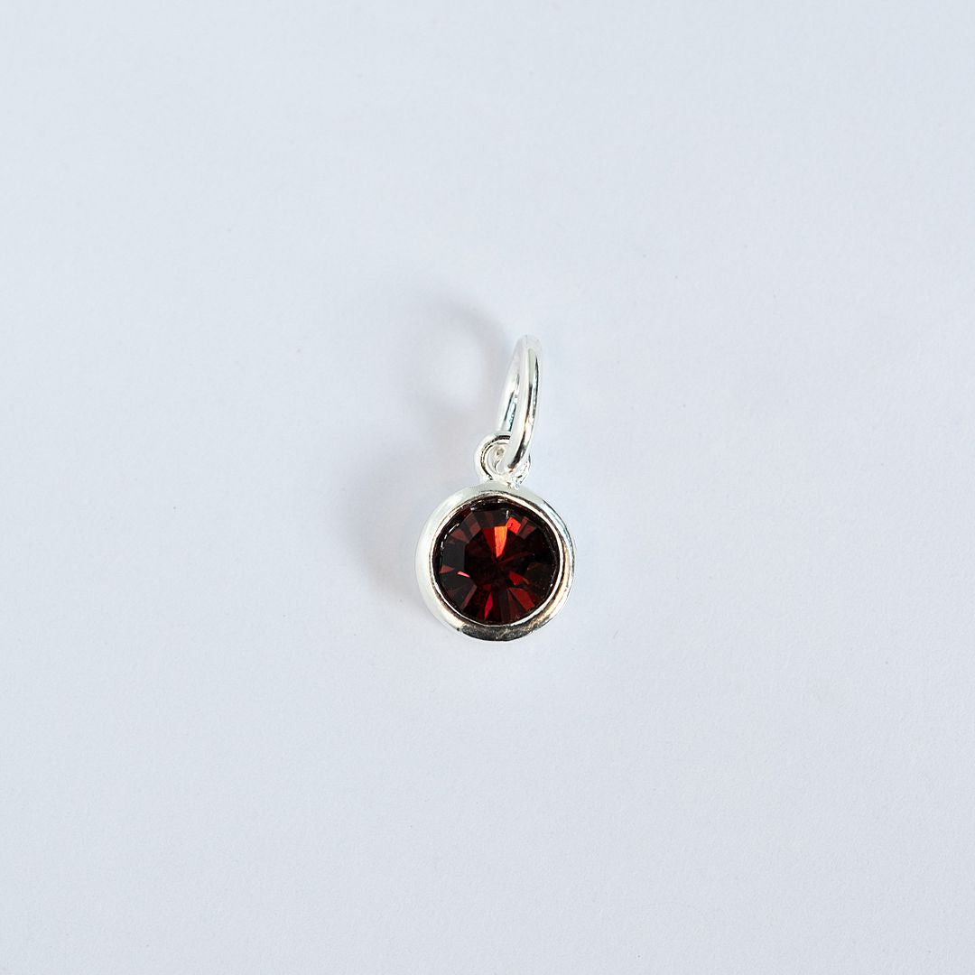 Silver Garnet Charm