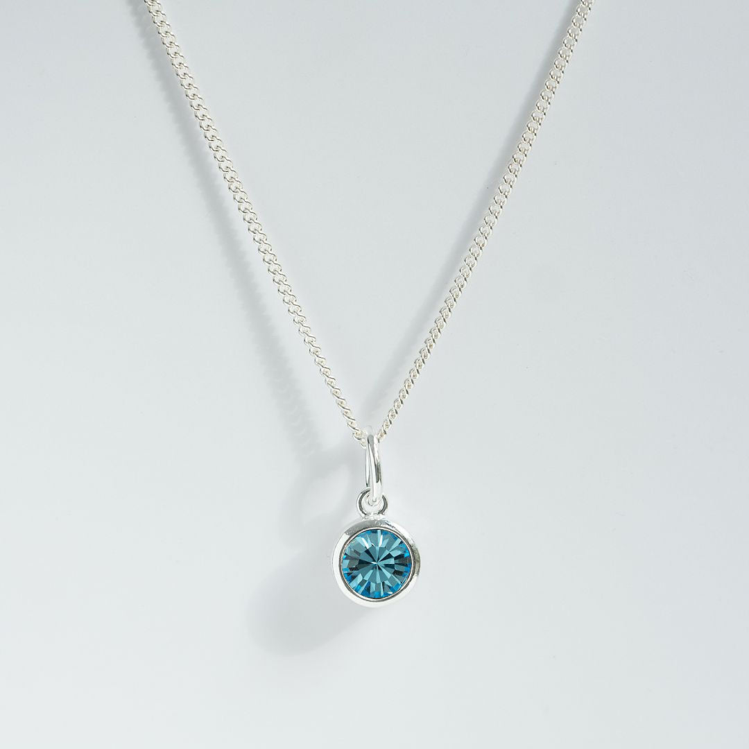 Silver aquamarine charm pendant