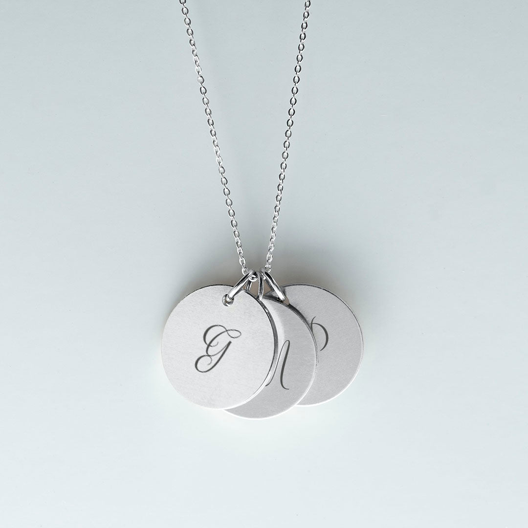 15mm silver 3 disc pendant necklace