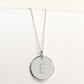 Stirling silver disc pendant necklace engraved with letter E