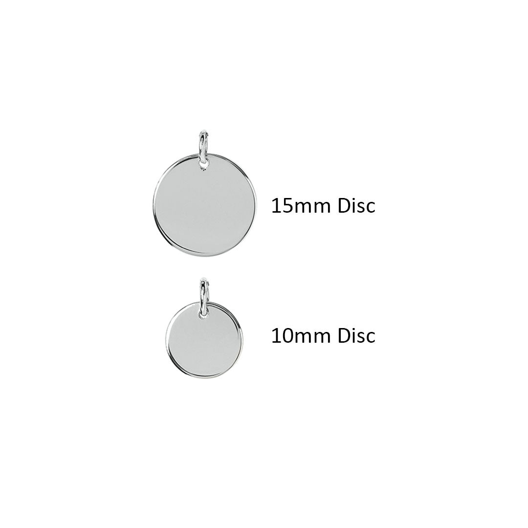 Small 10mm Disc in Silver or Gold (chain not included)