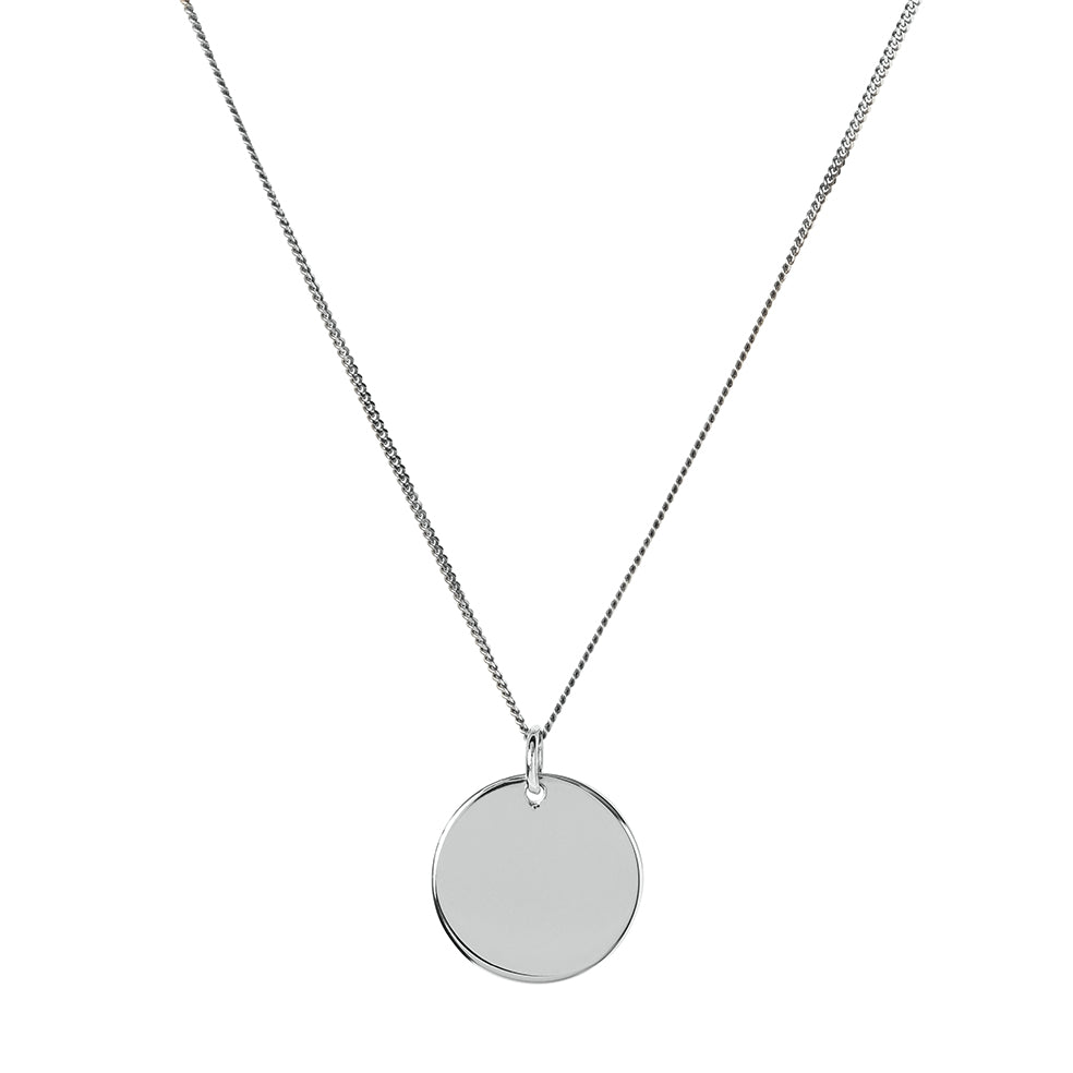 15mm silver disc pendant necklace