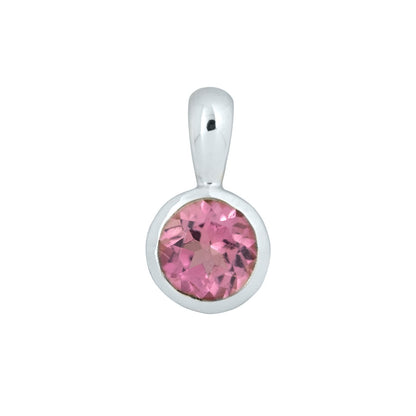 White Gold Pink Tourmaline Birthstone Charm