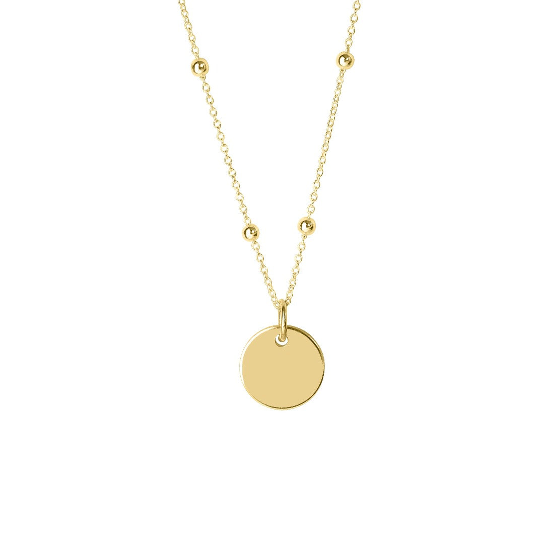 10mm 9ct gold disc on a satellite chain