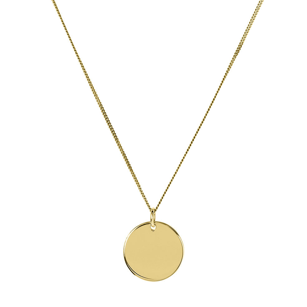 15mm 9ct gold disc pendant necklace