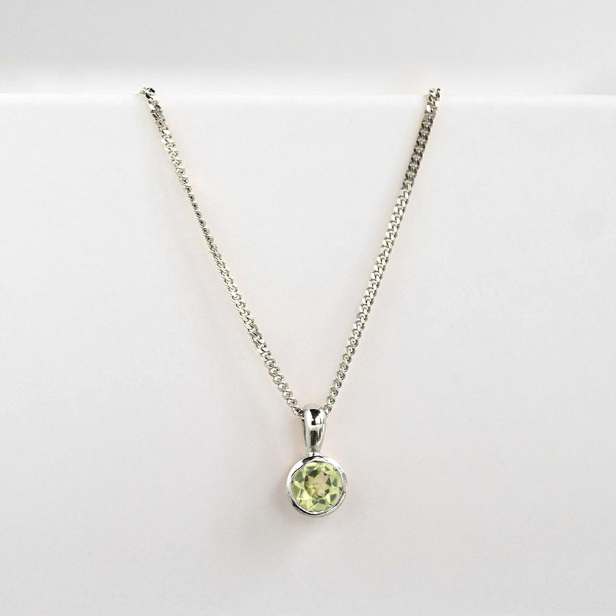 White Gold Peridot Birthstone Charm Pendant