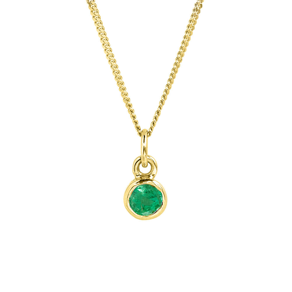Gold Emerald Birthstone Charm Pendant