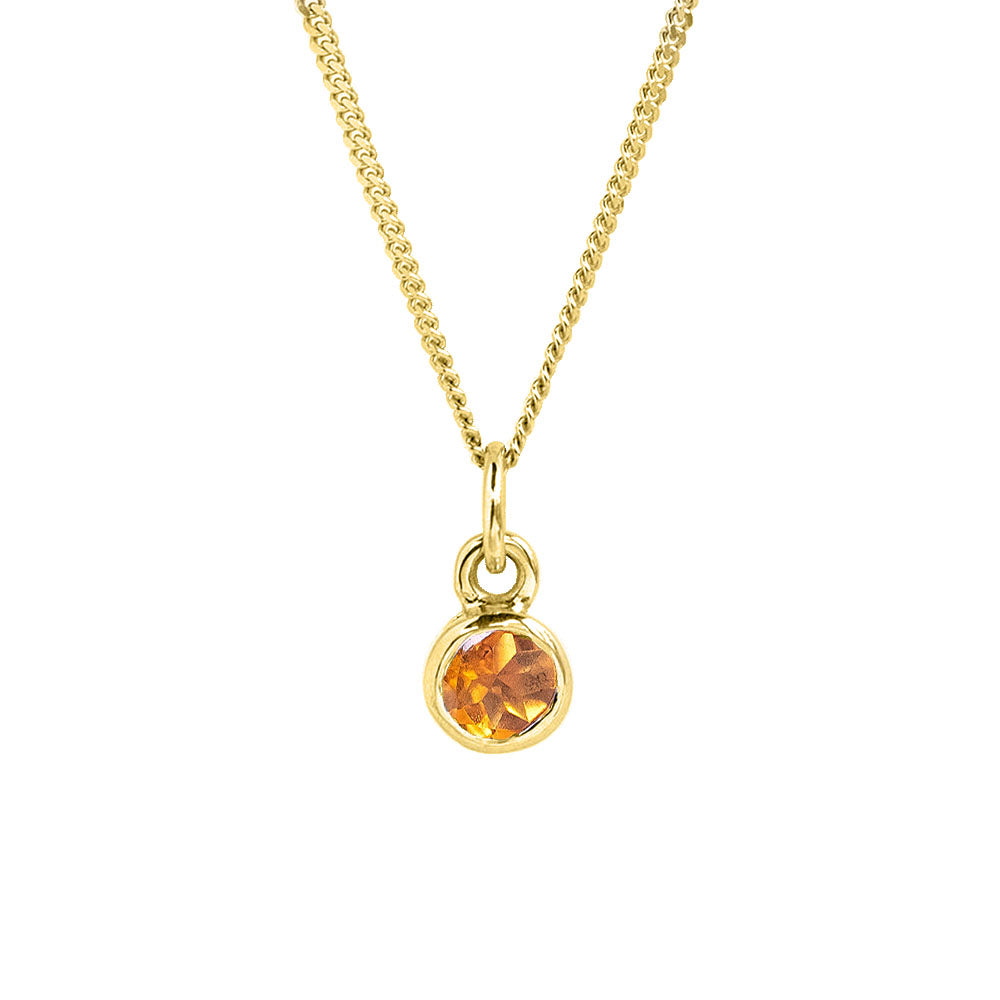 9ct gold yellow topaz birthstone charm on a chain
